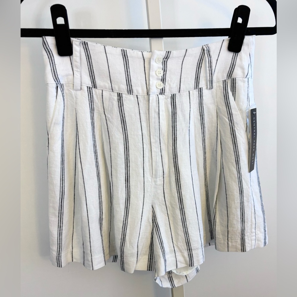 Central Park West White and Blue Striped Shorts XS